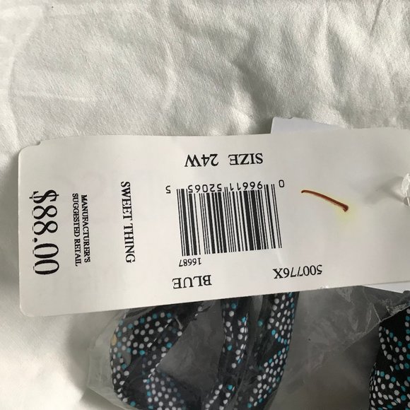 PLUS 24W swimsuit blue black print one pc NEW - Picture 4 of 6